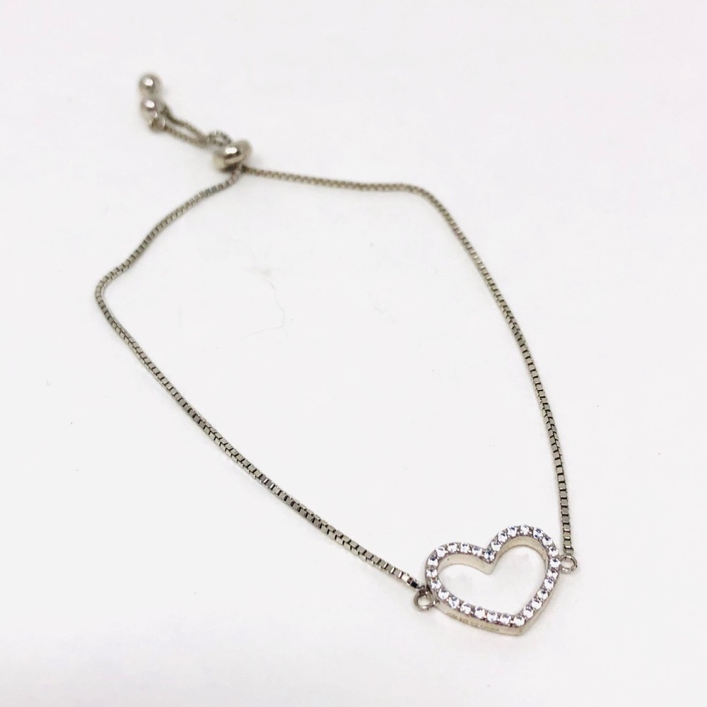 Sterling Silver/Crystals Adjustable Bracelet, Nwot - image 1